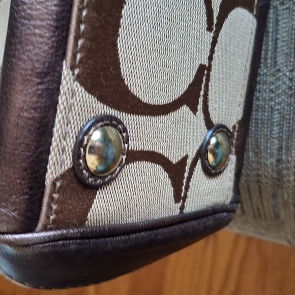 Coach Brown Tote Bag with Scarf Accent - Picture 7 of 11